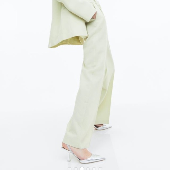 H&M light green trouser linen dress pant size 0 NWOT - Picture 2 of 5